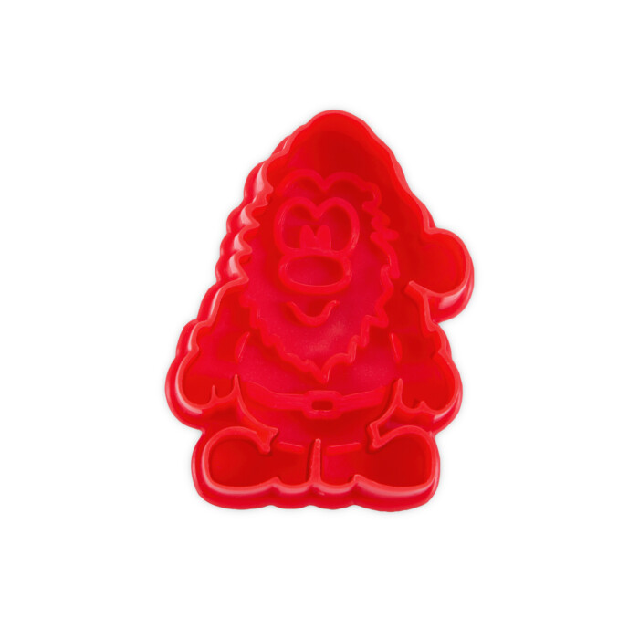 Kunststoff-Präge-Ausstecher mit Auswerfer Nikolaus 6 cm rot