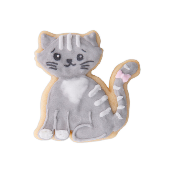 Kunststoff-Präge-Ausstecher mit Auswerfer Katze 6,5cm orange – Bild 2