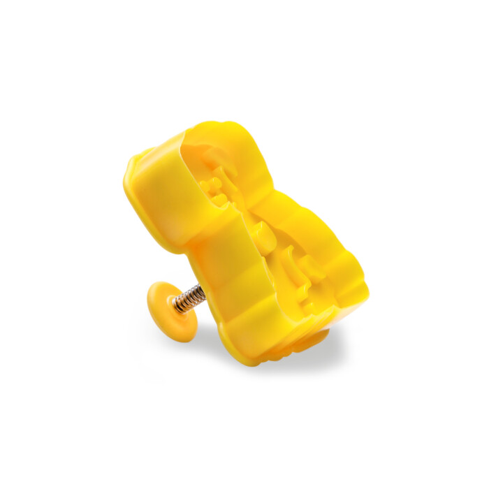 Kunststoff-Präge-Ausstecher mit Auswerfer Hund 7cm Gelb – Bild 2