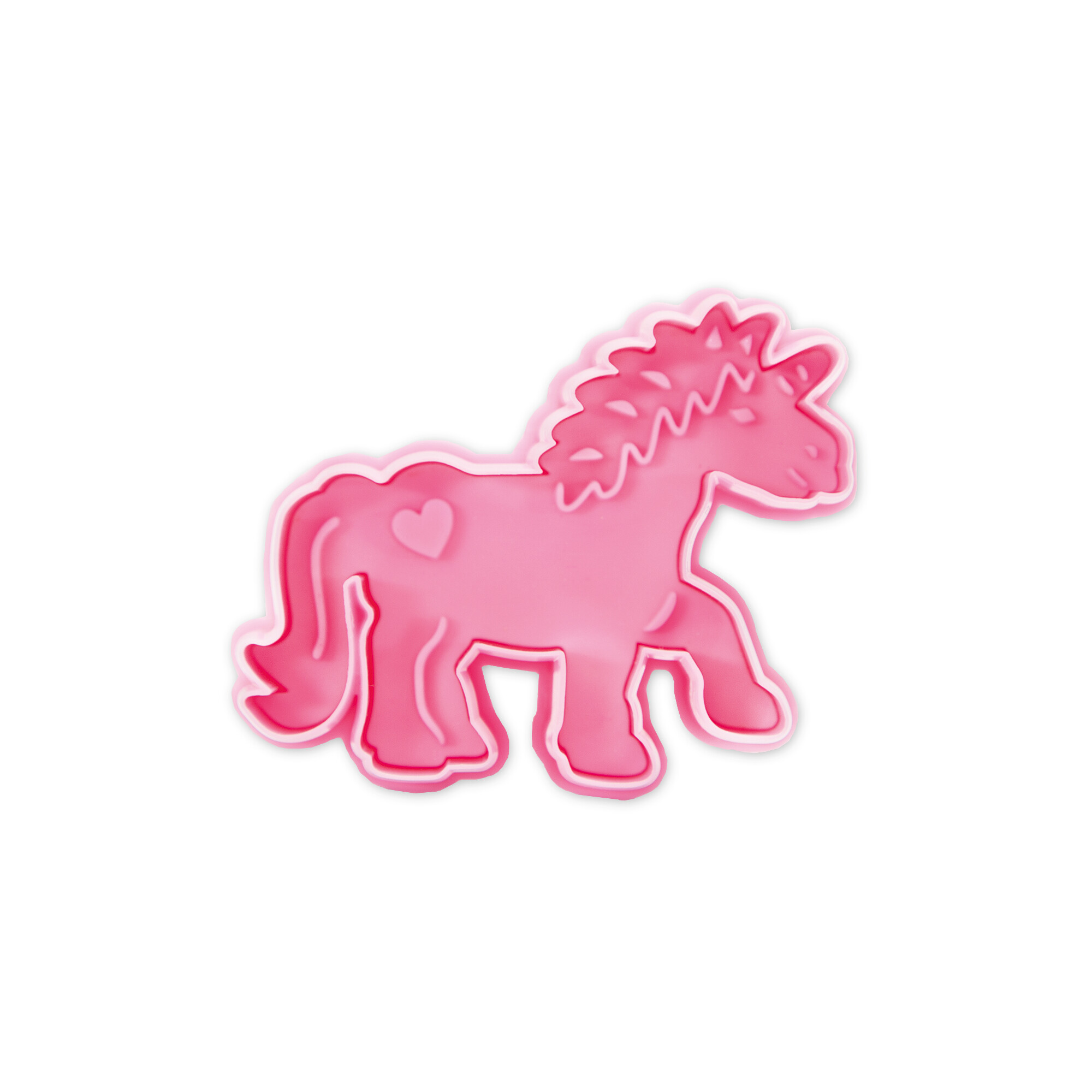 Kunststoff-Präge-Ausstecher mit Auswerfer Einhorn 7cm Rosa