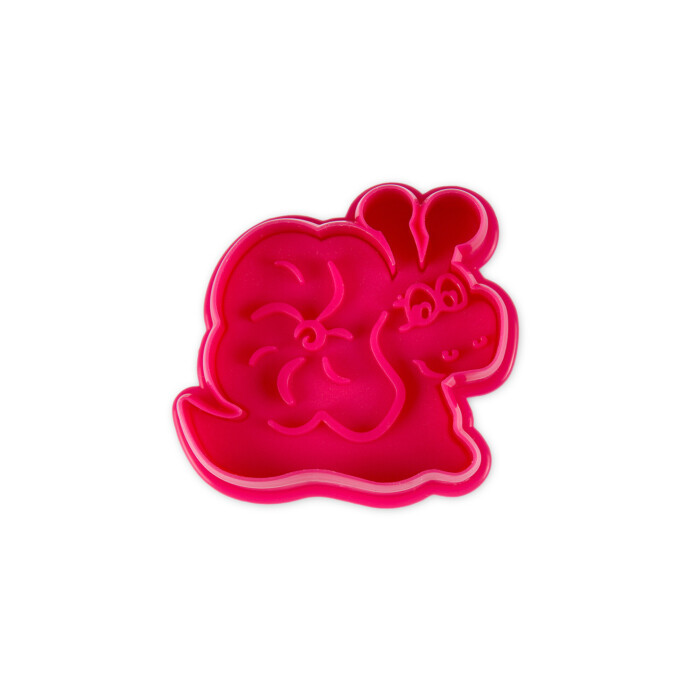 Kunststoff-Präge-Ausstecher mit Auswerfer Schnecke 6,5cm Pink