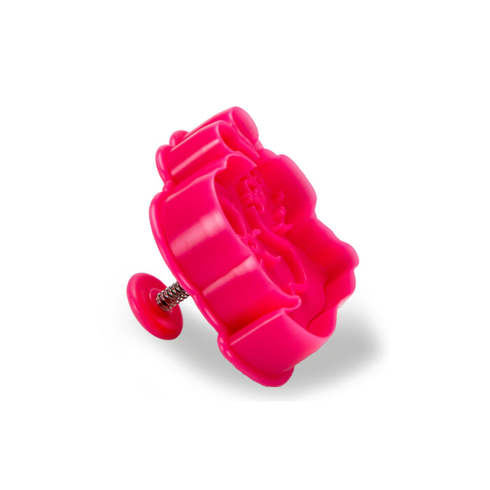 Kunststoff-Präge-Ausstecher mit Auswerfer Schnecke 6,5cm Pink – Bild 2