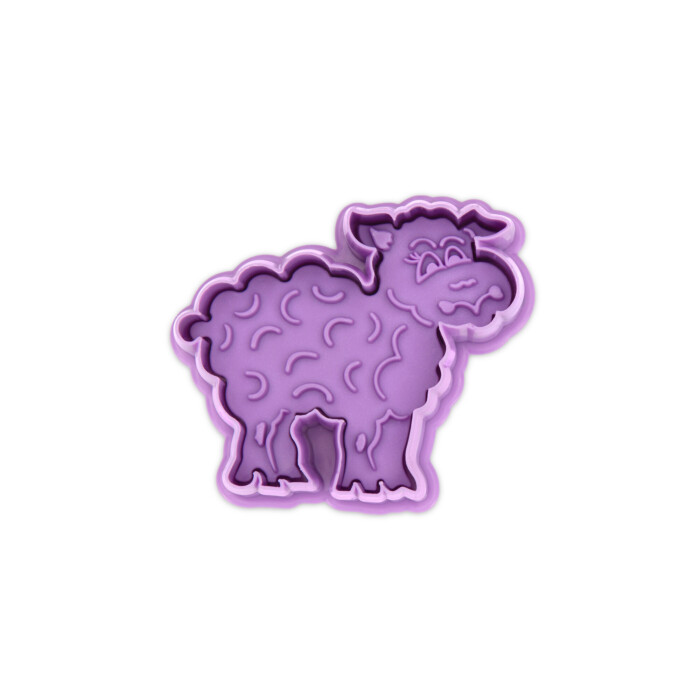 Kunststoff-Präge-Ausstecher mit Auswerfer Schaf 6,5cm Lila