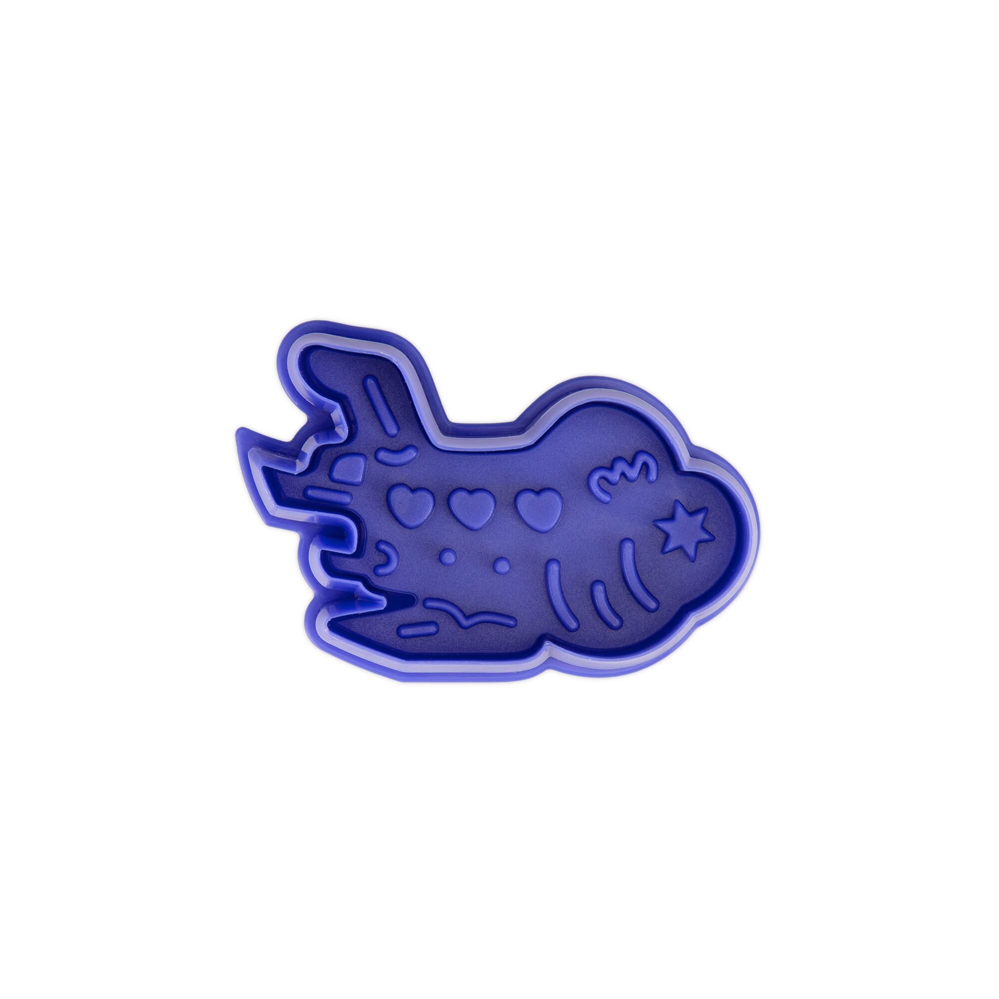 Kunststoff-Präge-Ausstecher mit Auswerfer Flugzeug 6,5 cm Blau