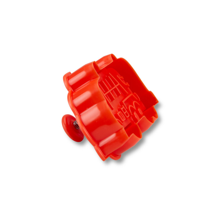 Kunststoff-Präge-Ausstecher mit Auswerfer Müllauto 7,5 cm Orange – Bild 2