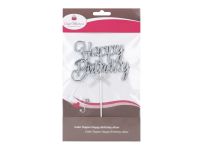 Cake Topper Happy Birthday silber 3D – Bild 2