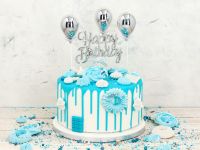 Cake Topper Happy Birthday silber 3D – Bild 3