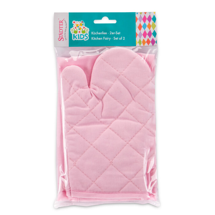 Kids Schürze & Backhandschuh Set Kleine Küchenfee 40 x 59,5 cm Rosa – Bild 2