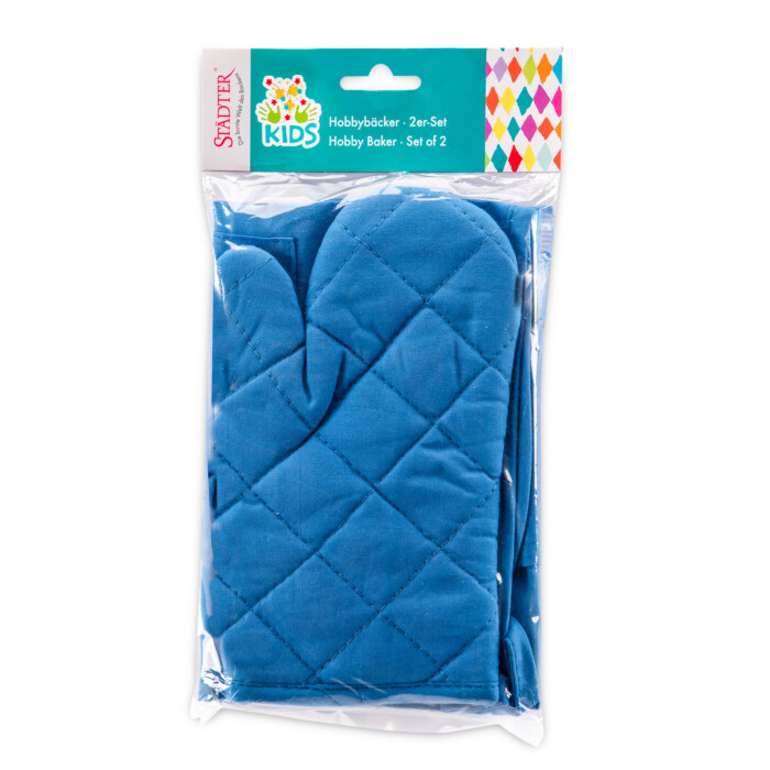 Kids Schürze & Backhandschuh Set Kleiner Hobbybäcker 40 x 59,5 cm Blau – Bild 2