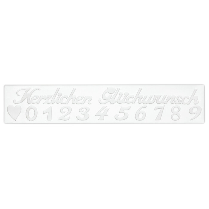 Dekor-Matte Herzlichen Glückwunsch & Zahlen 39,5 x 7,5 cm Weiß