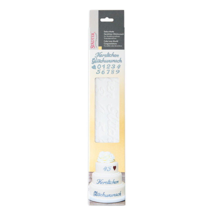 Dekor-Matte Herzlichen Glückwunsch & Zahlen 39,5 x 7,5 cm Weiß – Bild 2