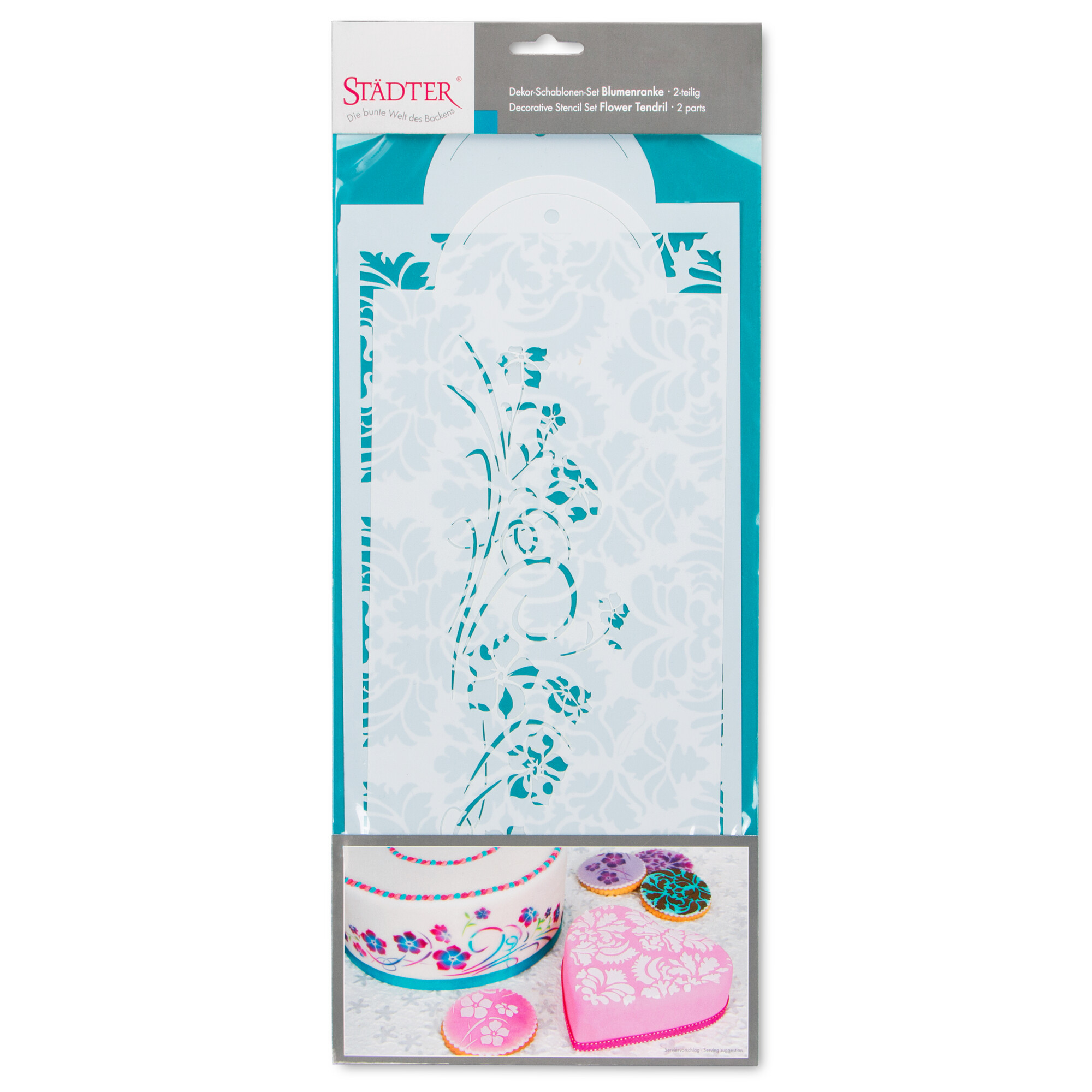 Dekor-Schablonen 2er-Set Blumenranken 37 x 17 cm / 33 x 15 cm Weiß – Bild 2