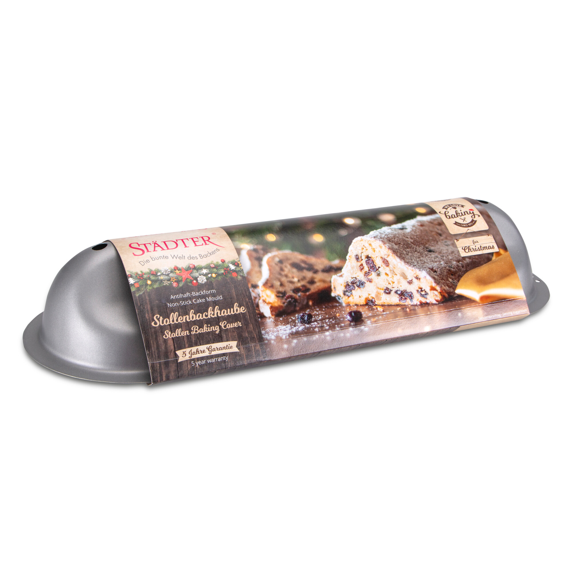 Produktfoto: Stollenbackhaube 37 x 12 cm / H 6,5 cm Silber we love baking