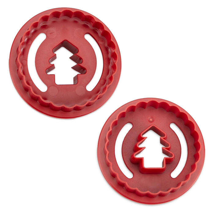 Linzer-Ausstecher Tannenbaum - gewellt - doppelseitig ø 5,5 cm / H 3 cm Rot gewellt