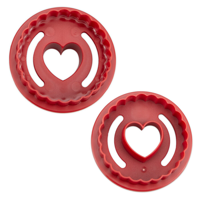 Linzer-Ausstecher Herz - gewellt - doppelseitig ø 5,5 cm / H 3 cm Rot gewellt