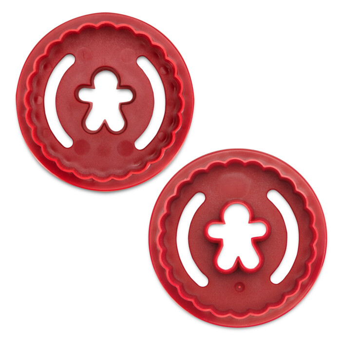 Linzer-Ausstecher Lebkuchenmann - gewellt - doppelseitig ø 5,5 cm / H 3 cm Rot gewellt