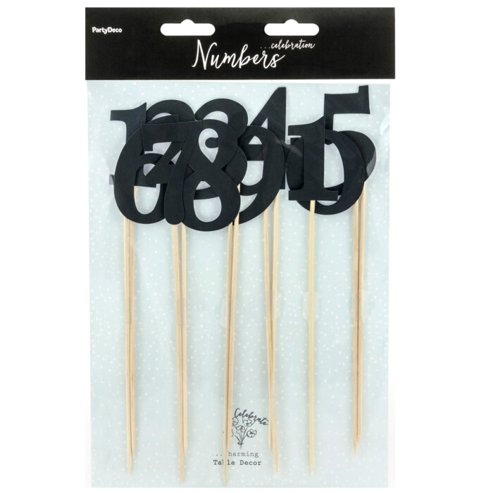 Cake Topper Nummern - Schwarz 11-teilig