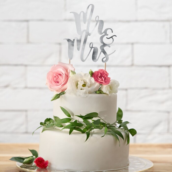 Cake Topper Mr & Mrs silber – Bild 2