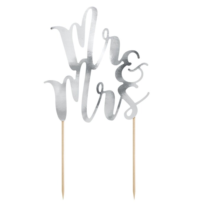 Cake Topper Mr & Mrs silber