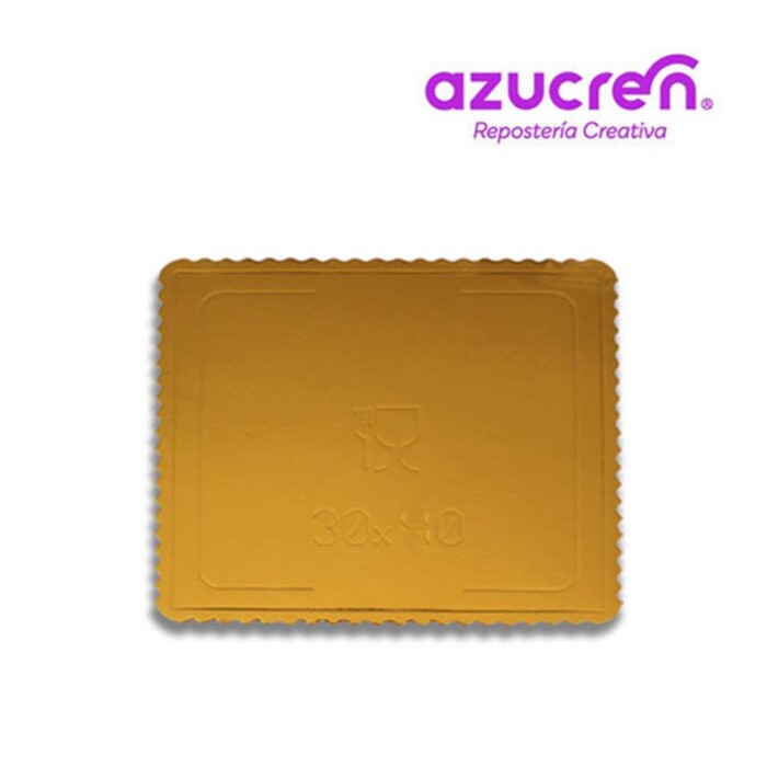 Cake Card rechteckig 30 x 40cm gold gewellt