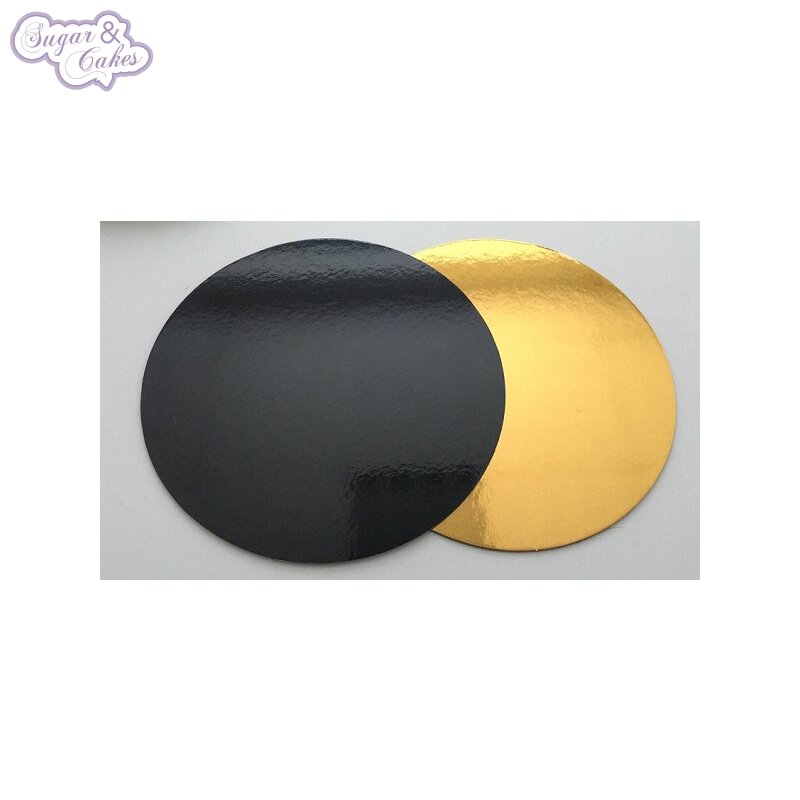 Produktfoto: Cake Card rund 20cm gold/schwarz 3mm
