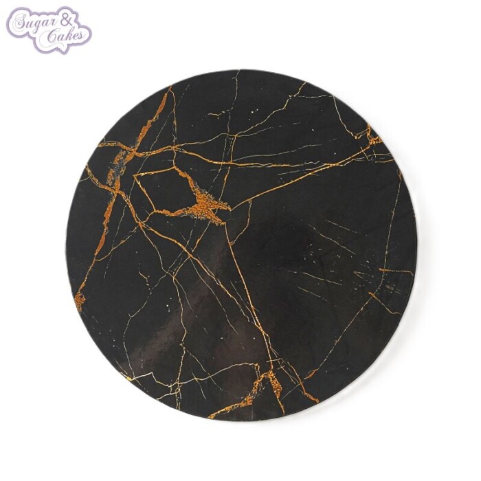 Cake Board rund 25,4cm Marble Black/Gold