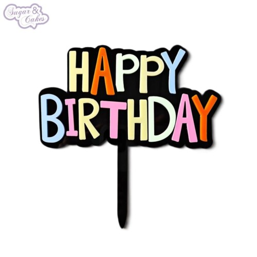 Produktfoto: Cake Topper Happy Birthday Neon Bunt