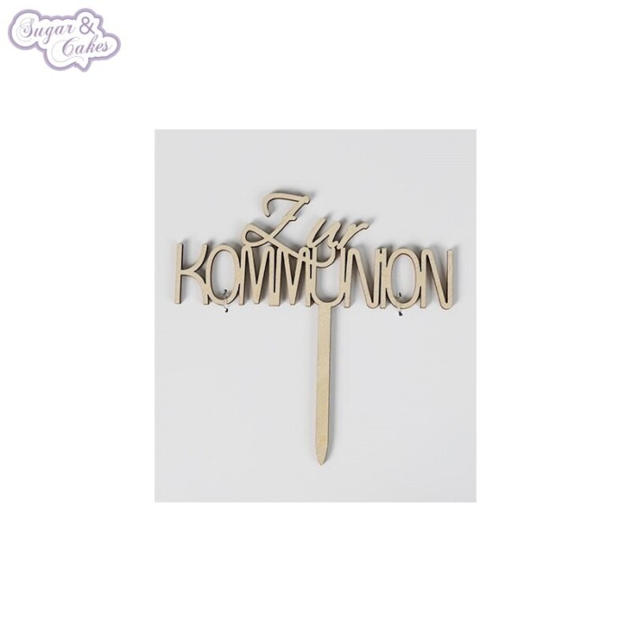 Cake Topper Holz "Zur Kommunion" Schrift