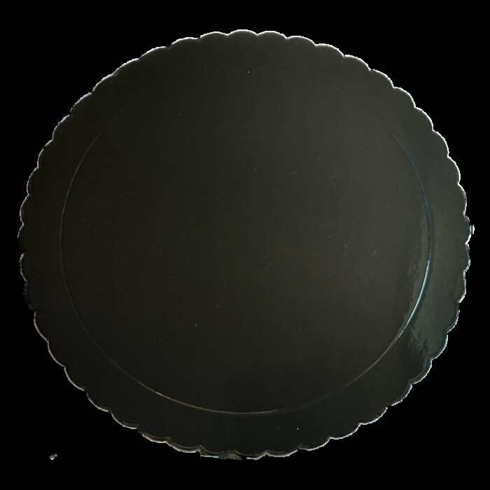 Cake Card rund 30cm Schwarz gewellt