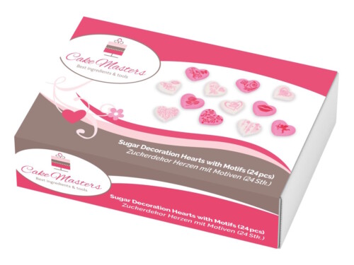 CM Zuckerdekor Herzen mit Motiven (24 Stk.)