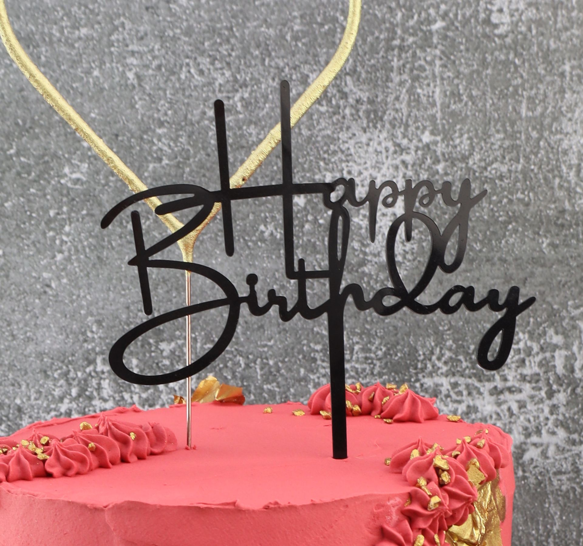 Cake-Topper „Happy Birthday“ schwarz