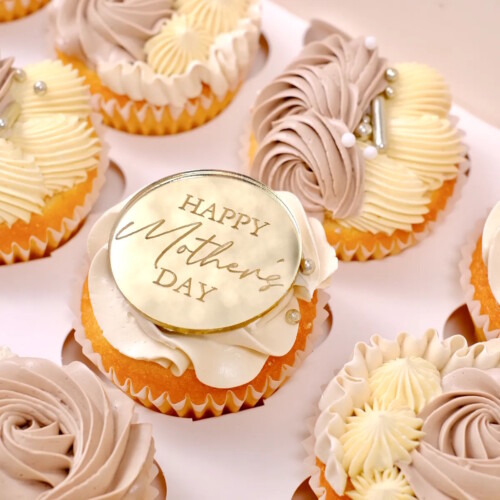 Cupcake Aufleger „Happy Mothers Day“, Acryl gold